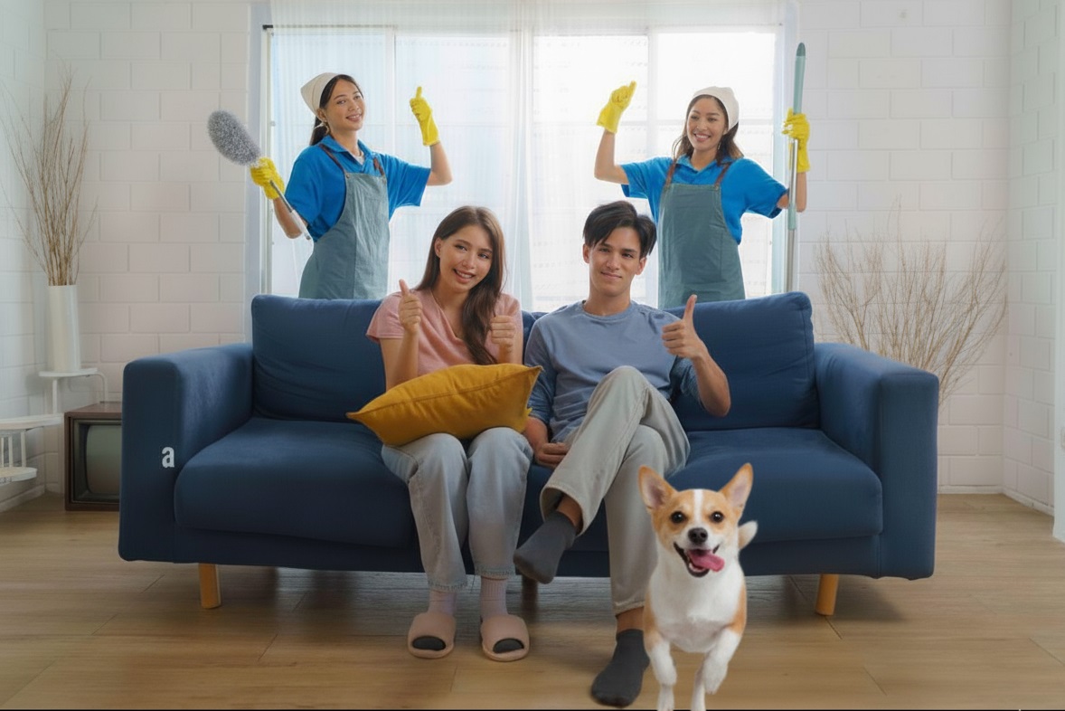 Happy customers with clean home
